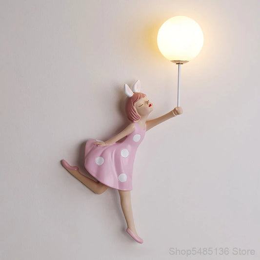 Pink Girls Balloon Wall Lamp