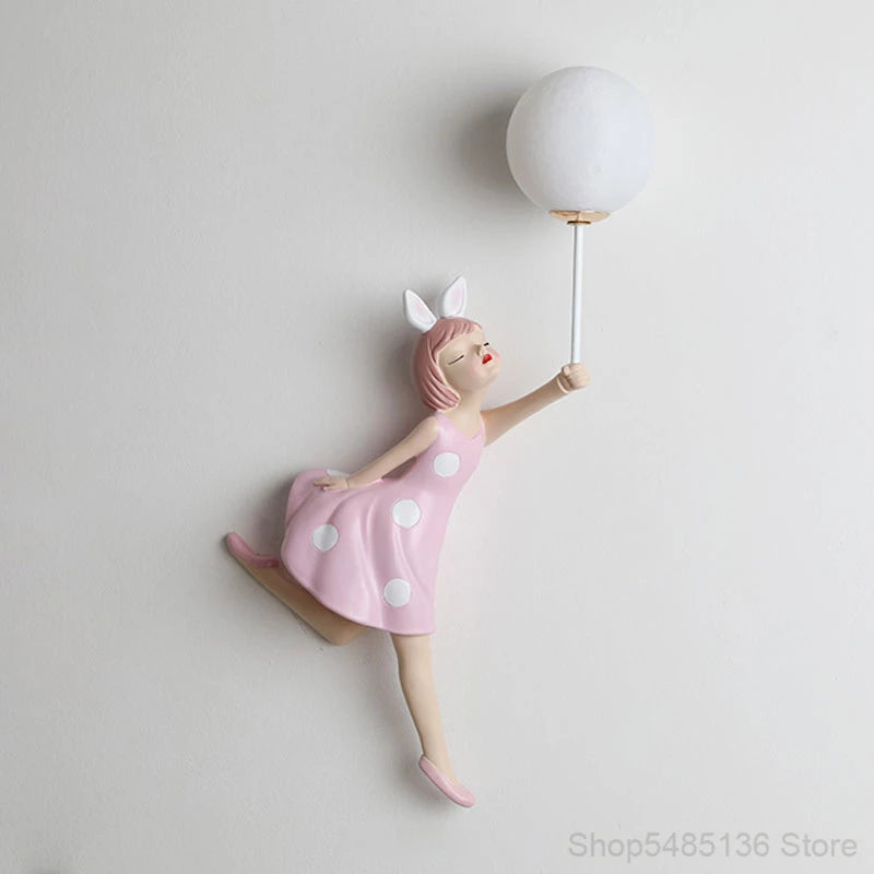 Pink Girls Balloon Wall Lamp