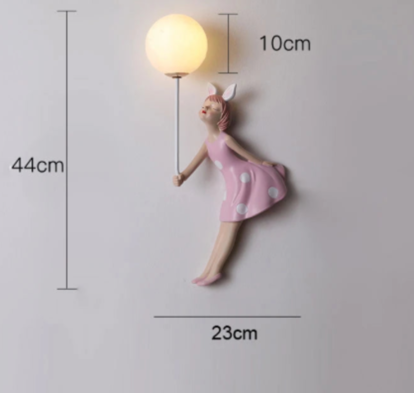 Pink Girls Balloon Wall Lamp